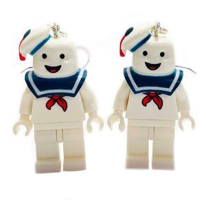 Stay Puft Earrings STERLING hooks Marshmallow Marshmellow Man Ghost Busters Gift